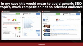 #youtubeseo at #smxadvanced by @aleyda from @oraintiTubeBuddy
In my case this would mean to avoid generic SEO
topics, much...