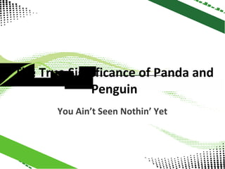 The True Significance of Panda and
             Penguin
       You Ain’t Seen Nothin’ Yet
 