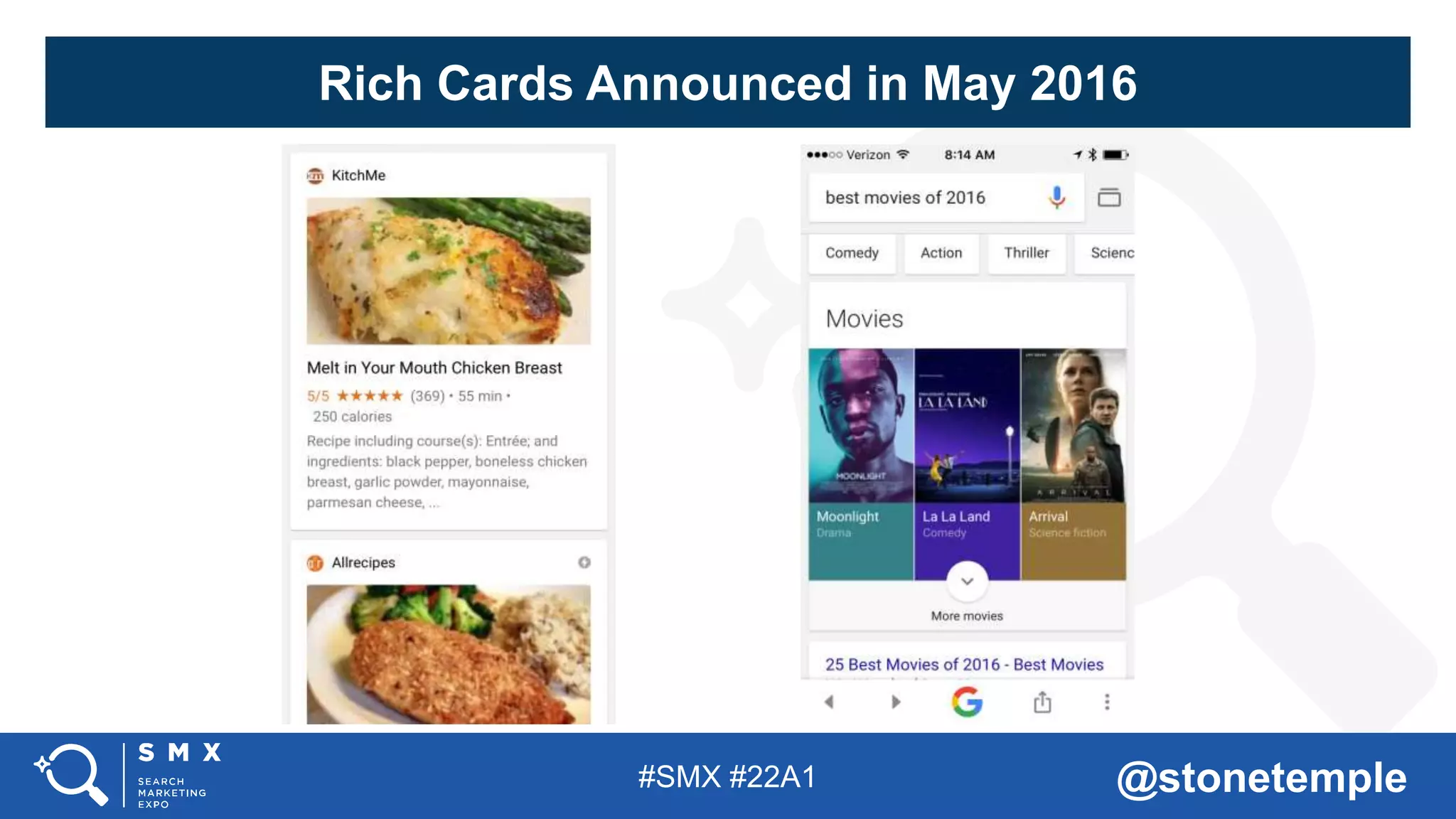 #SMX #22A1 @stonetemple
Rich Cards Announced in May 2016
 