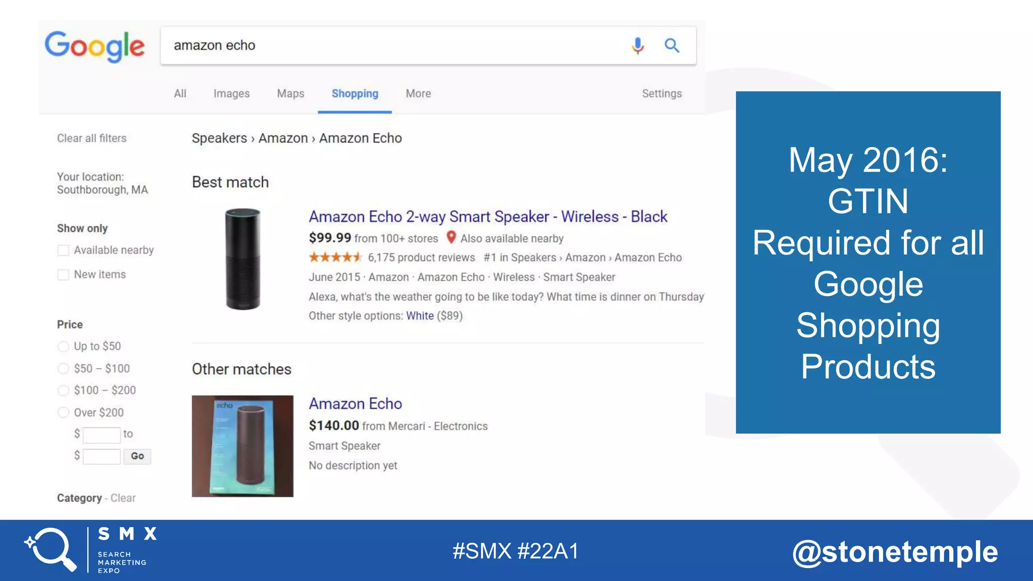 #SMX #22A1 @stonetemple
May 2016:
GTIN
Required for all
Google
Shopping
Products
 