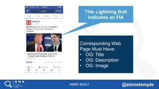 #SMX #22A1 @stonetemple
Corresponding Web
Page Must Have:
• OG: Title
• OG: Description
• OG: Image
This Lightning Bolt
Indicates an FIA
 