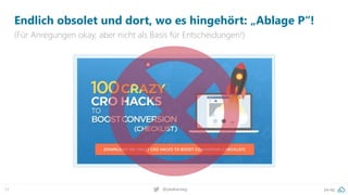 pa.ag
@peakaceag
31
Endlich obsolet und dort, wo es hingehört: „Ablage P“!
(Für Anregungen okay, aber nicht als Basis für Entscheidungen!)
 