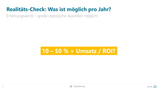 pa.ag
@peakaceag
6
Realitäts-Check: Was ist möglich pro Jahr?
Erfahrungswerte – große statistische Ausreißer möglich!
10 – 50 % + Umsatz / ROI?
 