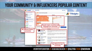 #contentcuration AT #smxmuenchen by @aleyda from @woorank
Your community & influencers popular content
 
