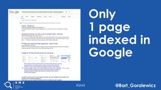 #SMX @Bart_Goralewicz
Only
1 page
indexed in
Google
 