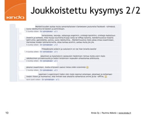 Joukkoistettu kysymys 2/2




10                Kinda Oy | Pauliina Mäkelä | www.kinda.fi
 