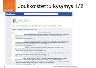 Joukkoistettu kysymys 1/2




9                Kinda Oy | Pauliina Mäkelä | www.kinda.fi
 
