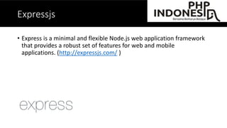 Development Stack
• Framework : Expressjs
• Database : Mongodb (using mongoose module for
connection)
• Template Engine : Jade
 