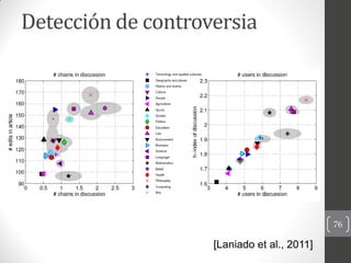 Detección de controversia




                                             76

                    [Laniado et al., 2011]
 