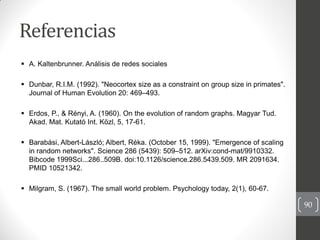 Referencias
 A. Kaltenbrunner. Análisis de redes sociales

 Dunbar, R.I.M. (1992). "Neocortex size as a constraint on gr...