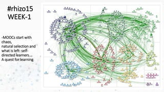 #rhizo15
WEEK-1
-MOOCs start with
chaos,
natural selection and
what is left: self-
directed learners...
A quest for learning
 