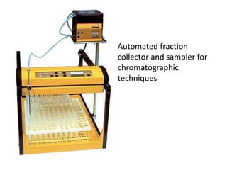 Automated fraction
collector and sampler for
chromatographic
techniques
 
