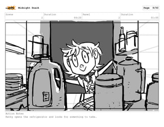 Scene
2
Duration
04:20
Panel
3
Duration
00:23
Action Notes
Kathy opens the refrigerator and looks for something to take.
Midnight Snack Page 10/55
 