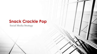 Social Media Strategy
Snack Crackle Pop
1
 