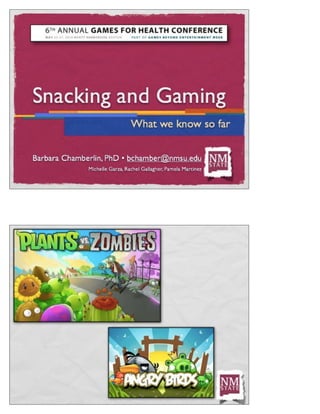 Snacking and Gaming: What We Know So Far - PDF of Slides
