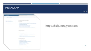 INSTAGRAM
AIDE
https://help.instagram.com
87
 