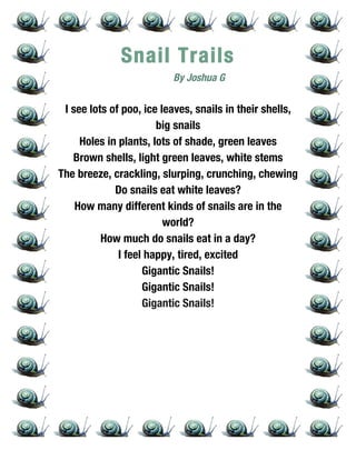 Snail trail poem anthology ripon 2014 3rd grade