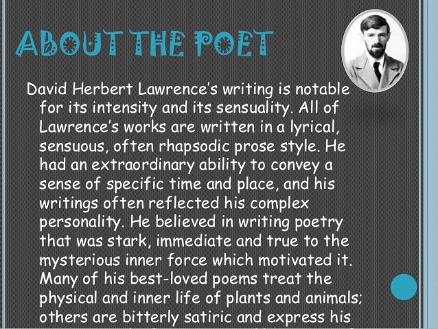 dh lawrence style of writing In this video, we'll introduce dh lawrence's life and works we'll dig a little deeper into his controversial portrayals of sexuality and explore. dh lawrence style of writing In this video, we'll introduce dh lawrence's life and works we'll dig a little deeper into his controversial portrayals of sexuality and explore.