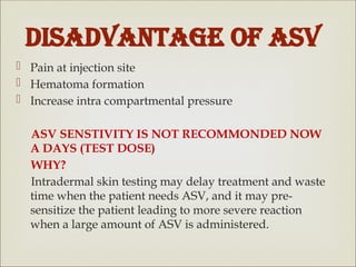 Asv Inj SNAKES, VENOMS, SNAKE BITE AND TREATMENT.pptx