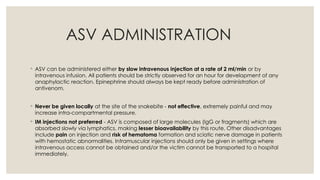 Asv Inj SNAKE BITE.pptx and icu management and op poisoning and co poisoning | PPTX