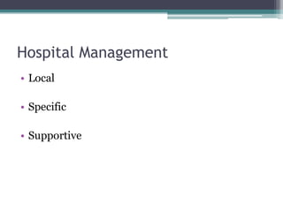 Hospital Management
• Local
• Specific
• Supportive
 