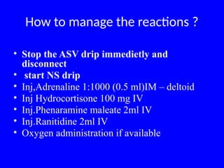 Asv Inj Snake Bite investigations, treatment and complications | PPTX
