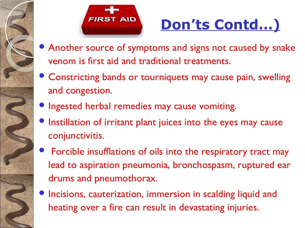 First aid on snake bite