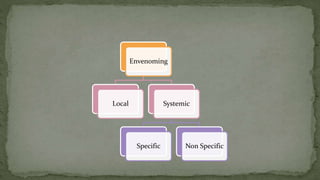Envenoming
Local Systemic
Specific Non Specific
 