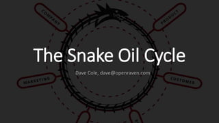 The Snake Oil Cycle
Dave Cole, dave@openraven.com
 