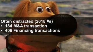 Often distracted (2018 #s)
• 184 M&A transaction
• 406 Financing transactions
 