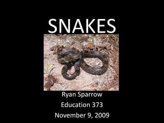 SNAKES Ryan Sparrow Education 373 November 9, 2009 