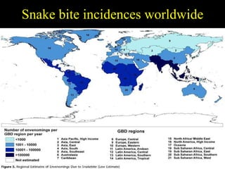 Snake bite incidences worldwide 