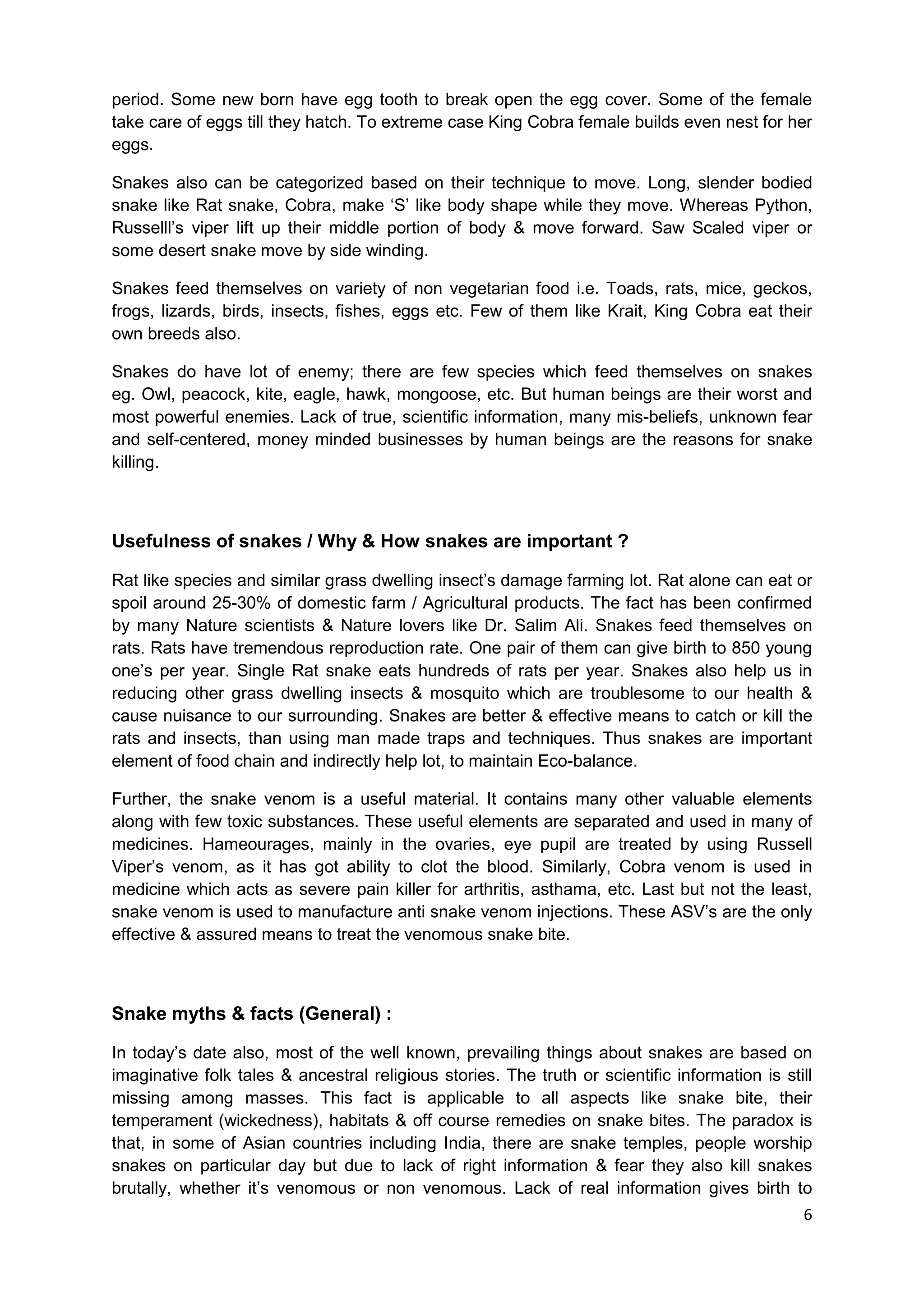 Picture Idea: Snakes Myths Facts In English By Santosh Takale Revised