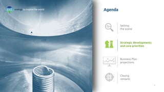6
Agenda
energy to inspire the world
Setting
the scene
Strategic developments
and core priorities
Business Plan
projection...