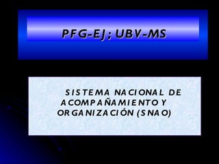 PFG-EJ; UBV-MS SISTEMA NACIONAL DE  ACOMPAÑAMIENTO Y ORGANIZACIÓN (SNAO) 