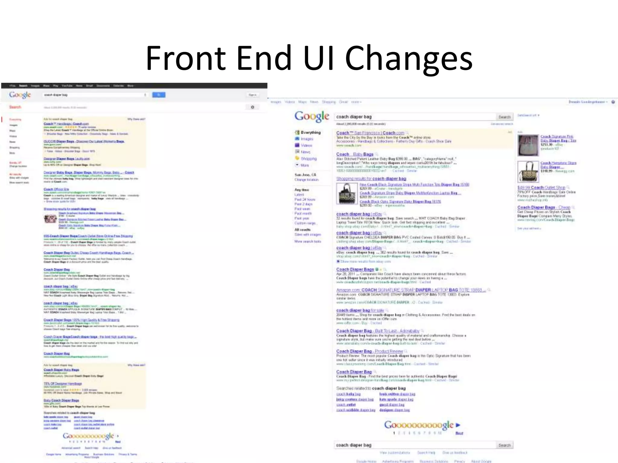 Front End UI Changes
 