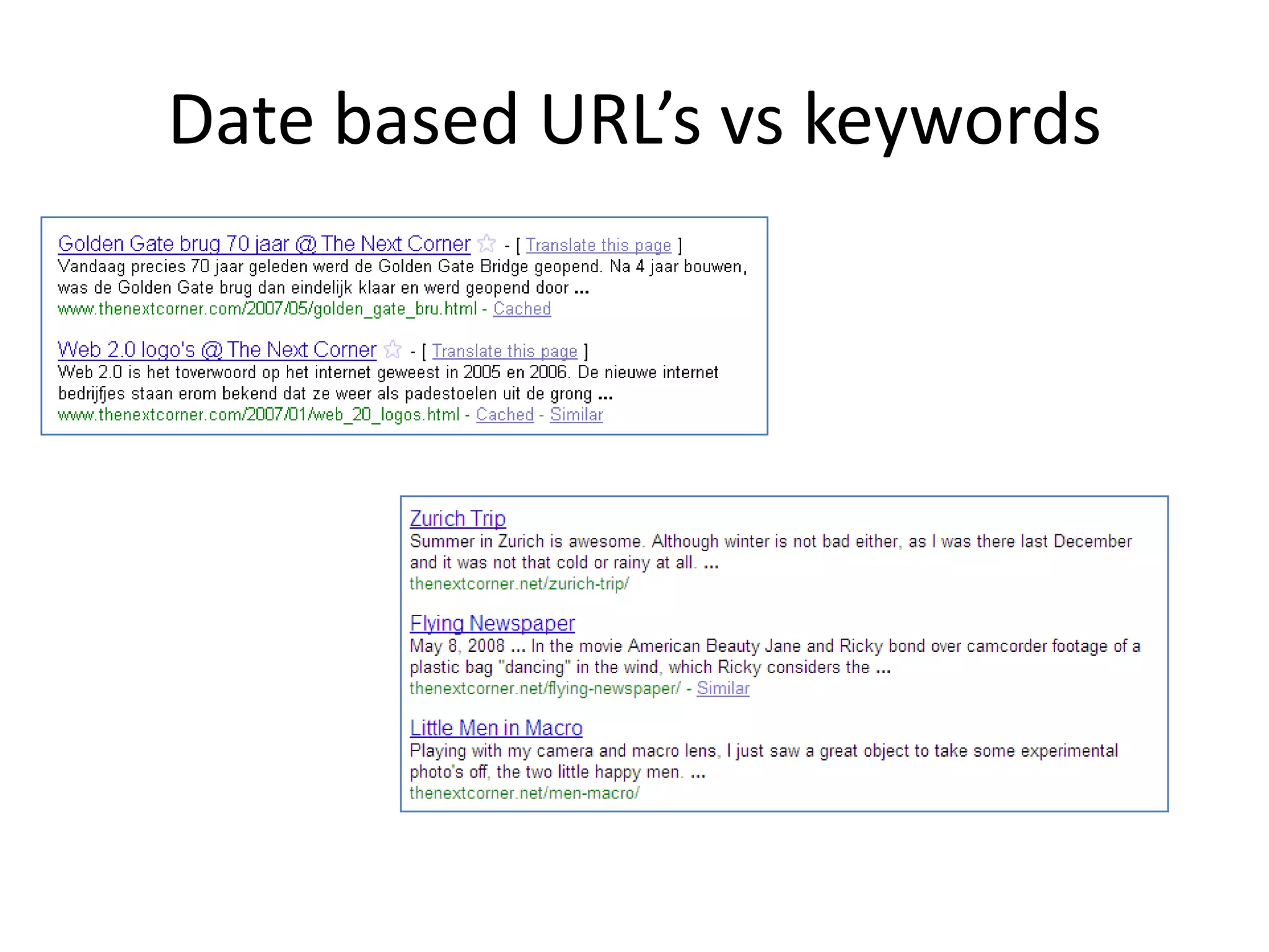 Date based URL’s vs keywords
 