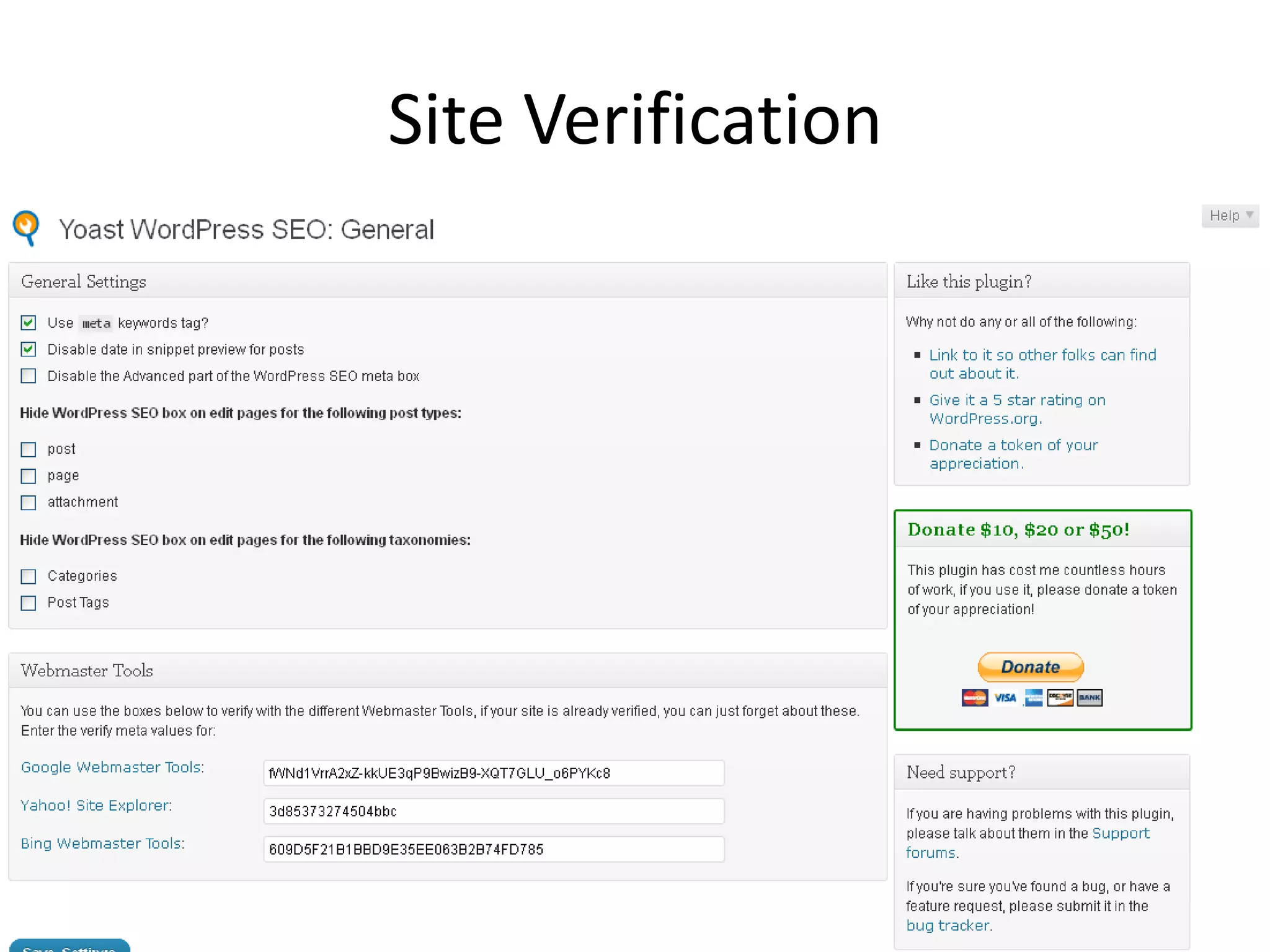 Site Verification
 