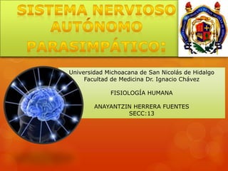 Universidad Michoacana de San Nicolás de Hidalgo
Facultad de Medicina Dr. Ignacio Chávez
FISIOLOGÍA HUMANA
ANAYANTZIN HERRERA FUENTES
SECC:13
 