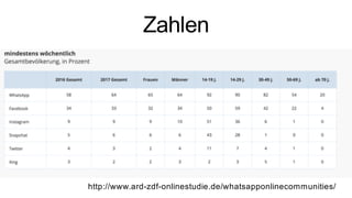 Zahlen
http://www.ard-zdf-onlinestudie.de/whatsapponlinecommunities/
 