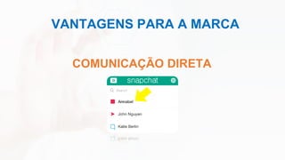 VANTAGENS PARA A MARCA
COMUNICAÇÃO DIRETA
 