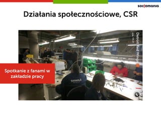 Działania społecznościowe, CSR
Spotkanie z fanami w
zakładzie pracy
 