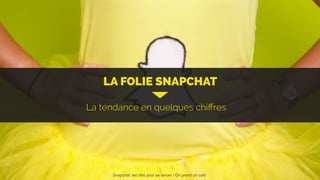 LA FOLIE SNAPCHAT
La tendance en quelques chiﬀres
Snapchat: les clés pour se lancer / On prend un café 
 
