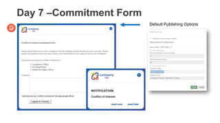 Day 7 –Commitment Form
Default Publishing Options
 