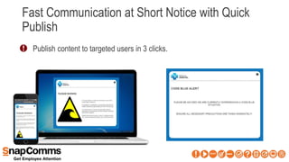 Fast Communication at Short Notice with Quick
Publish
• Publish content to targeted users in 3 clicks.
 