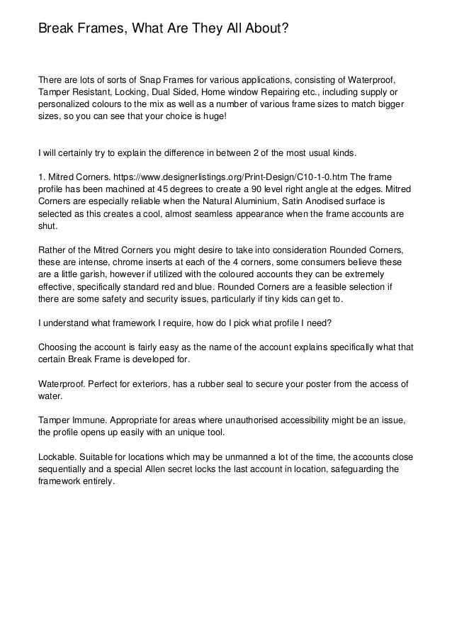 Break Frames, What Are They All About?