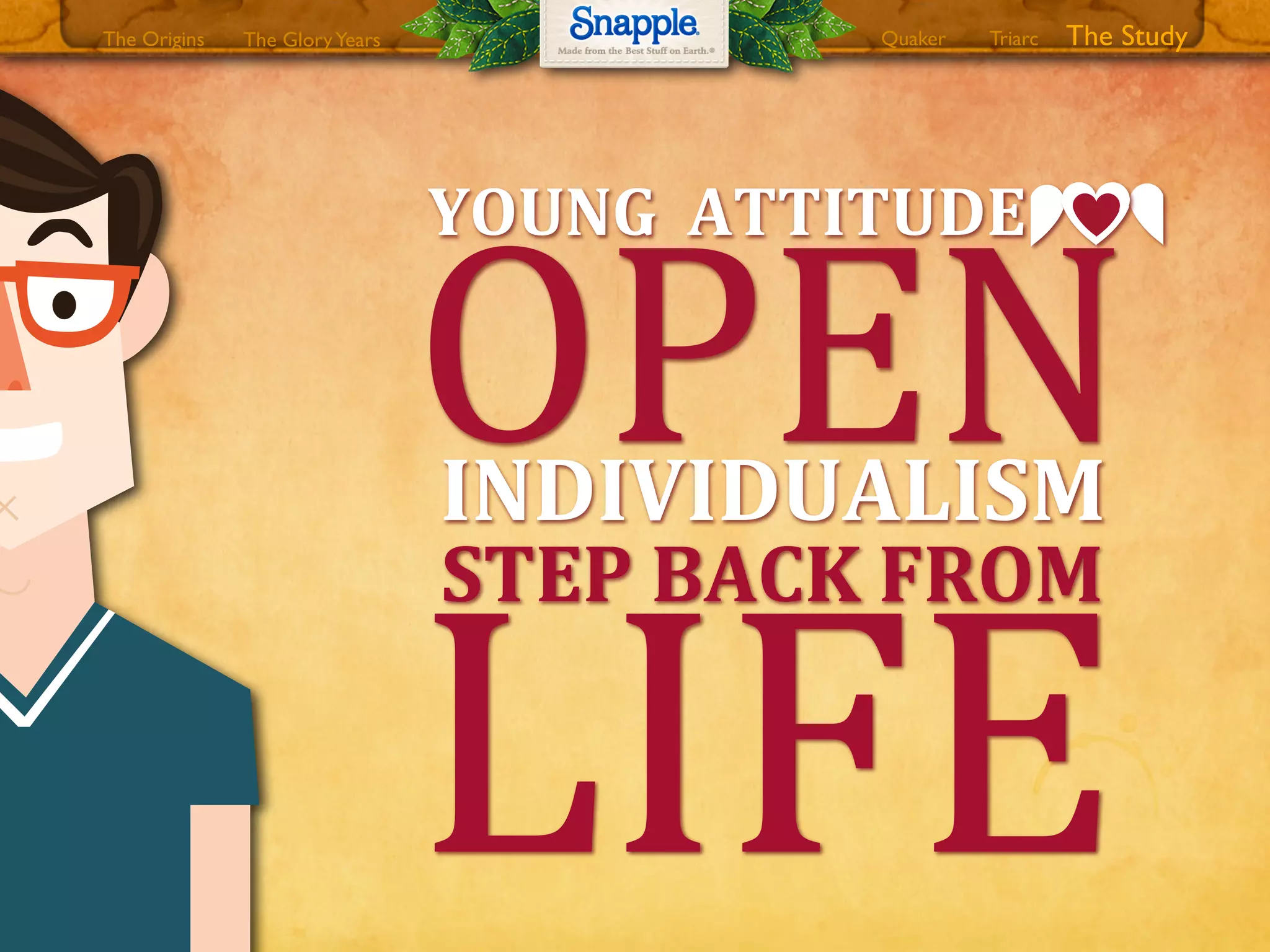 OPEN
LIFE
YOUNG88ATTITUDE
STEP8BACK8FROM
INDIVIDUALISM
The GloryYears Quaker The StudyTriarcThe Origins
 