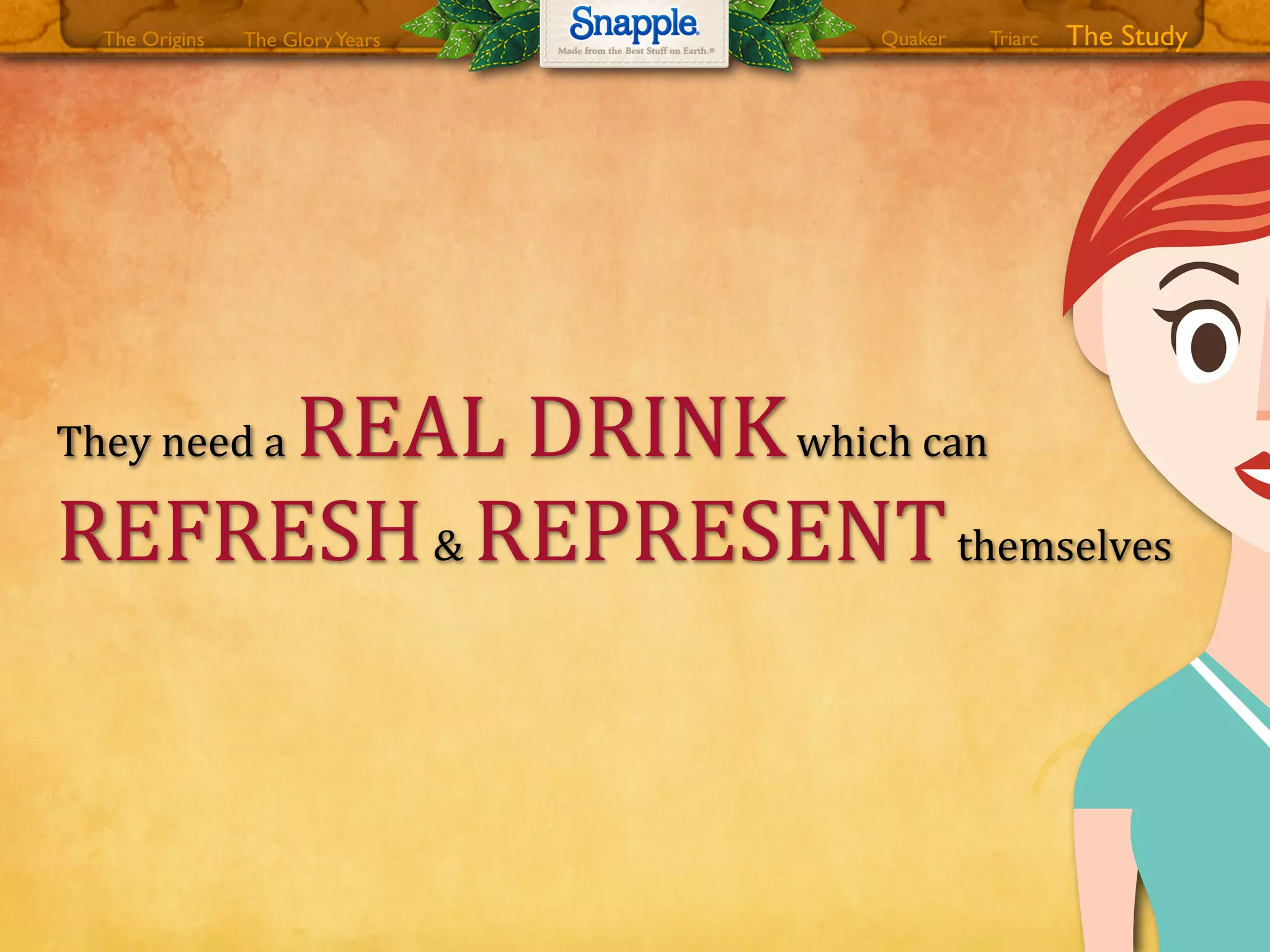 They0need0a0REAL0DRINK0which0can0
REFRESH0&0REPRESENT0themselves
The GloryYears Quaker The StudyTriarcThe Origins
 