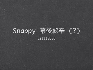 Snappy 幕後祕辛 (?)
     Littlebtc
 