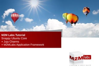 M2M Labs Tutorial
Snappy Ubuntu Core
+ Juju Charms
+ M2MLabs Application Framework
 